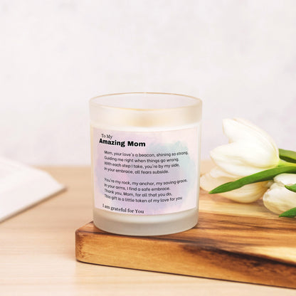 Amazing Mom Frosted Glass Candle  (Hand Poured 11 oz)